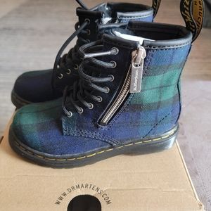 Green tartan plaid zip up toddler dr martens